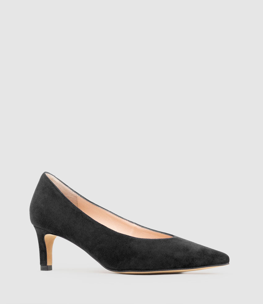 COSETTE55 Choked Up Pump in Black Suede - Edward Meller