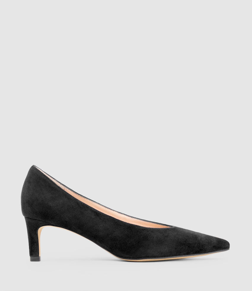 COSETTE55 Choked Up Pump in Black Suede - Edward Meller