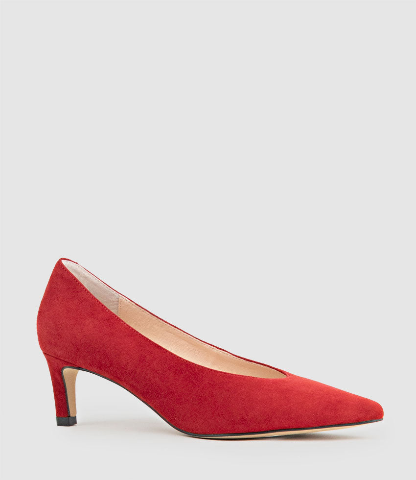 COSETTE55 Choked Up Pump in Cherry Suede - Edward Meller