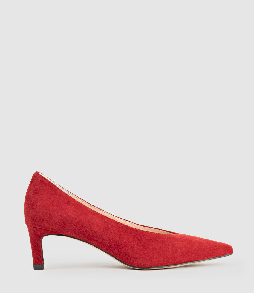 COSETTE55 Choked Up Pump in Cherry Suede - Edward Meller