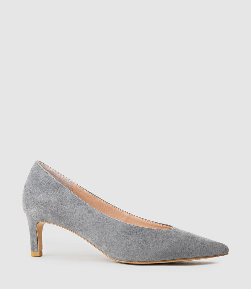 COSETTE55 Choked Up Pump in Grey Suede - Edward Meller