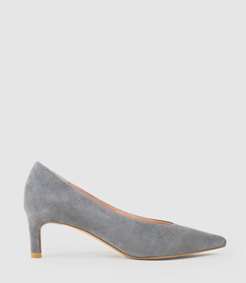 COSETTE55 Choked Up Pump in Grey Suede - Edward Meller