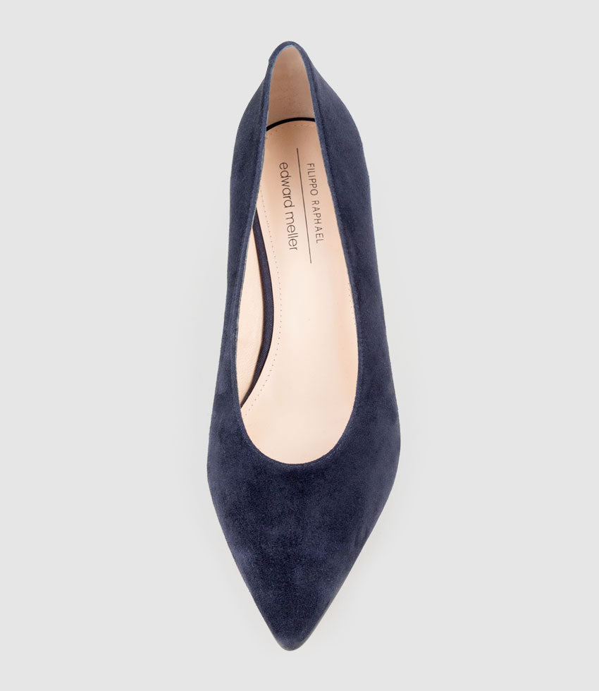 COSETTE55 Choked Up Pump in Navy Suede - Edward Meller