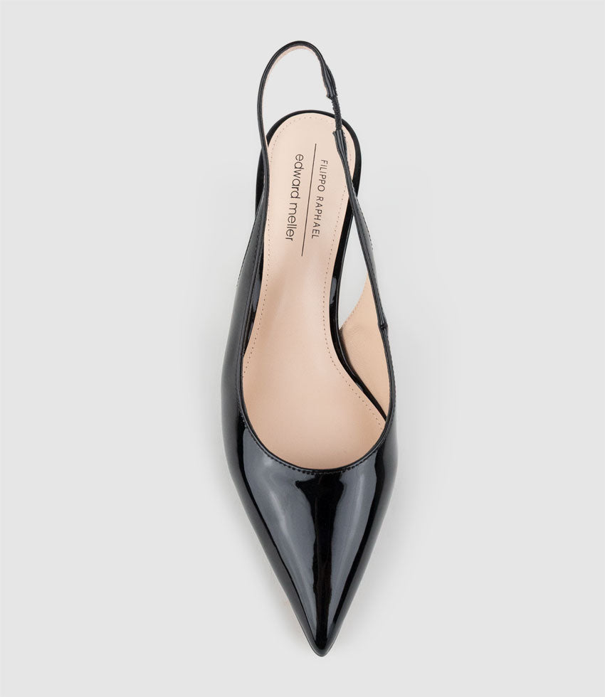 CRESTA60 Pointed Slingback in Black Patent - Edward Meller