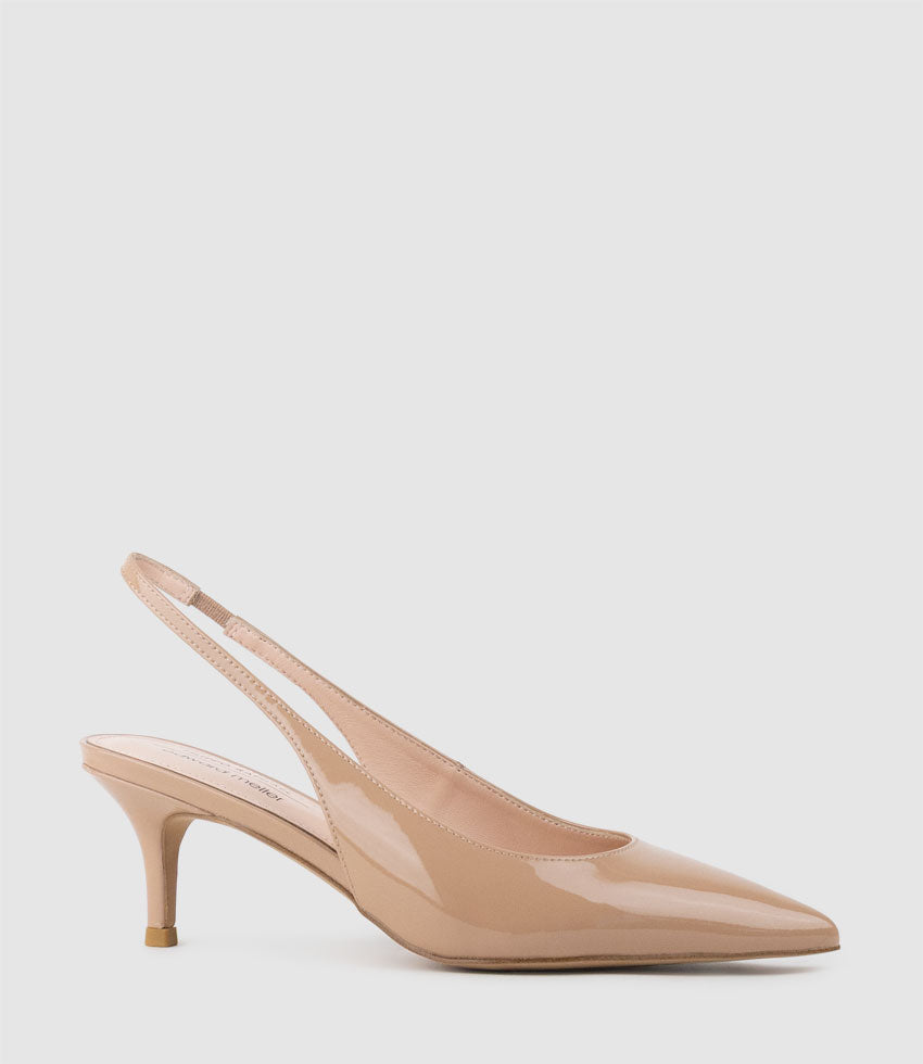 CRESTA60 Pointed Slingback in Nude Patent - Edward Meller
