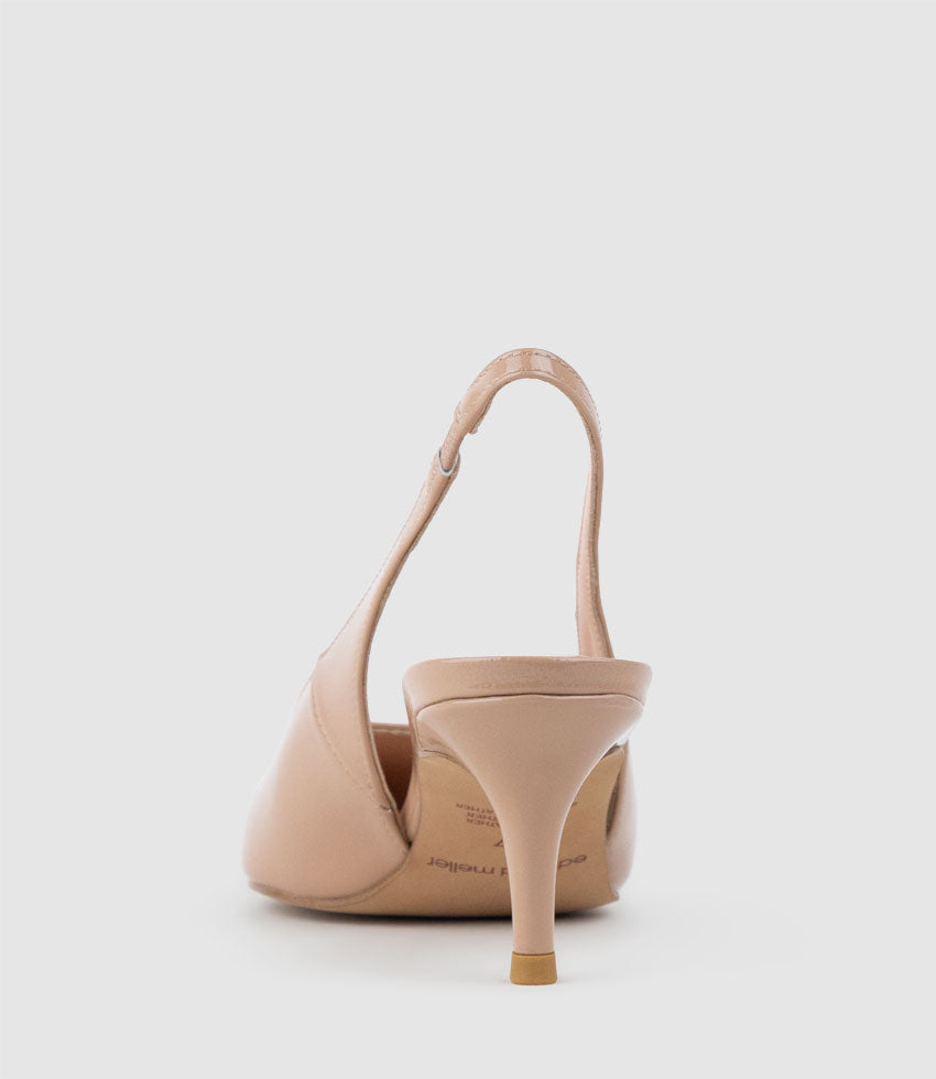 CRESTA60 Pointed Slingback in Nude Patent - Edward Meller