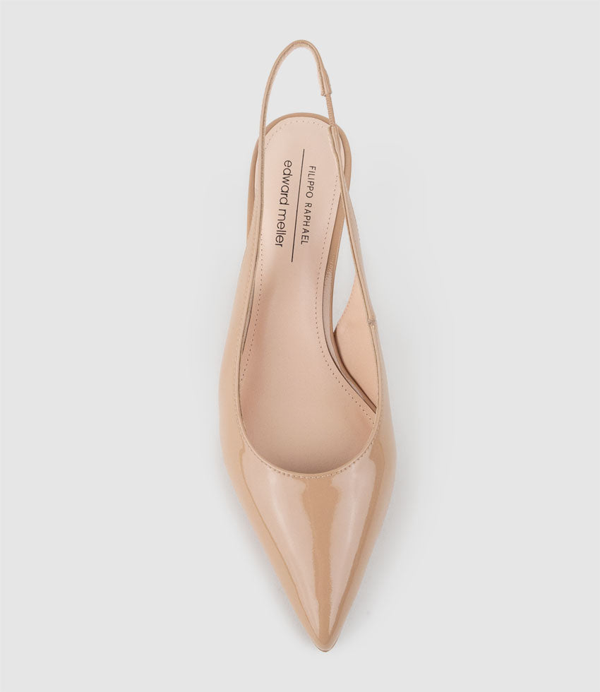 CRESTA60 Pointed Slingback in Nude Patent - Edward Meller
