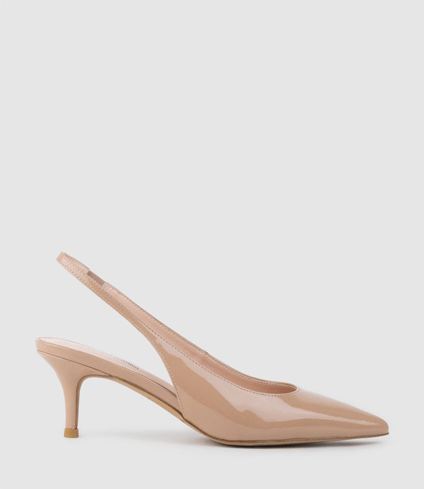 CRESTA60 Pointed Slingback in Nude Patent - Edward Meller