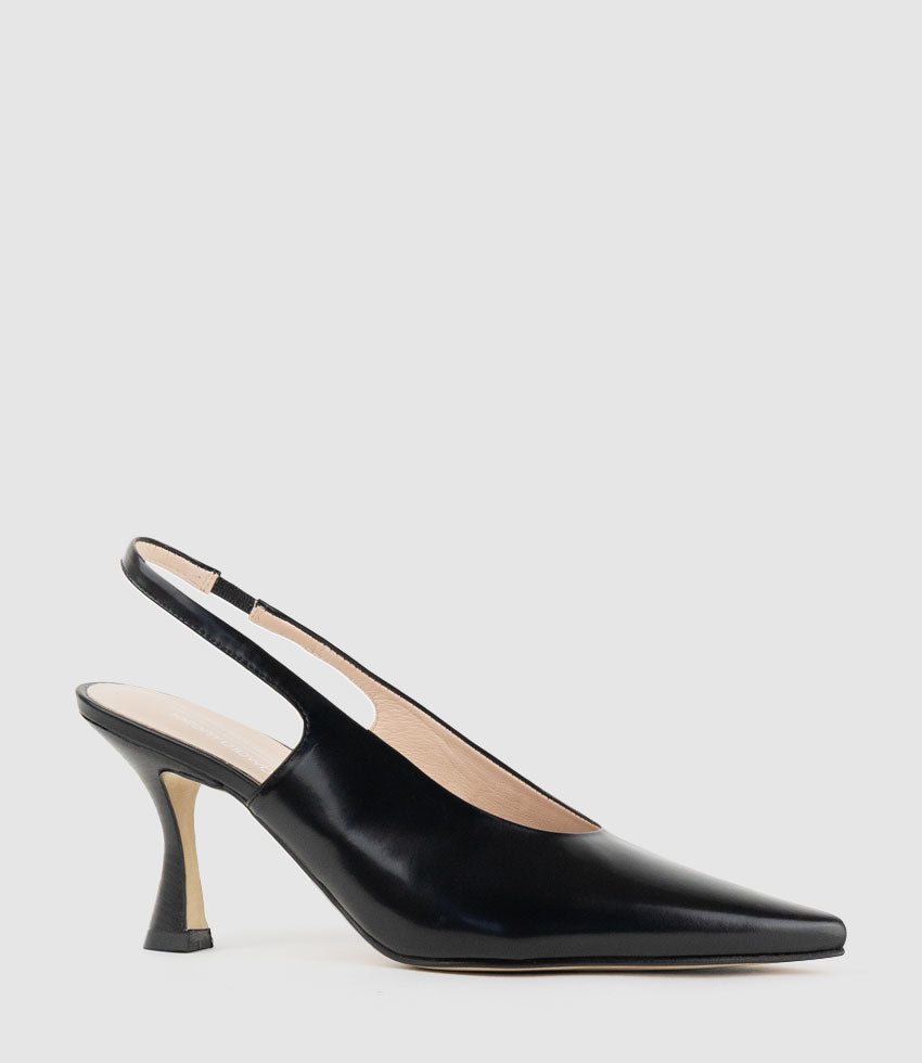 DAELYN70 Choked Up Slingback Pump in Black High Shine - Edward Meller