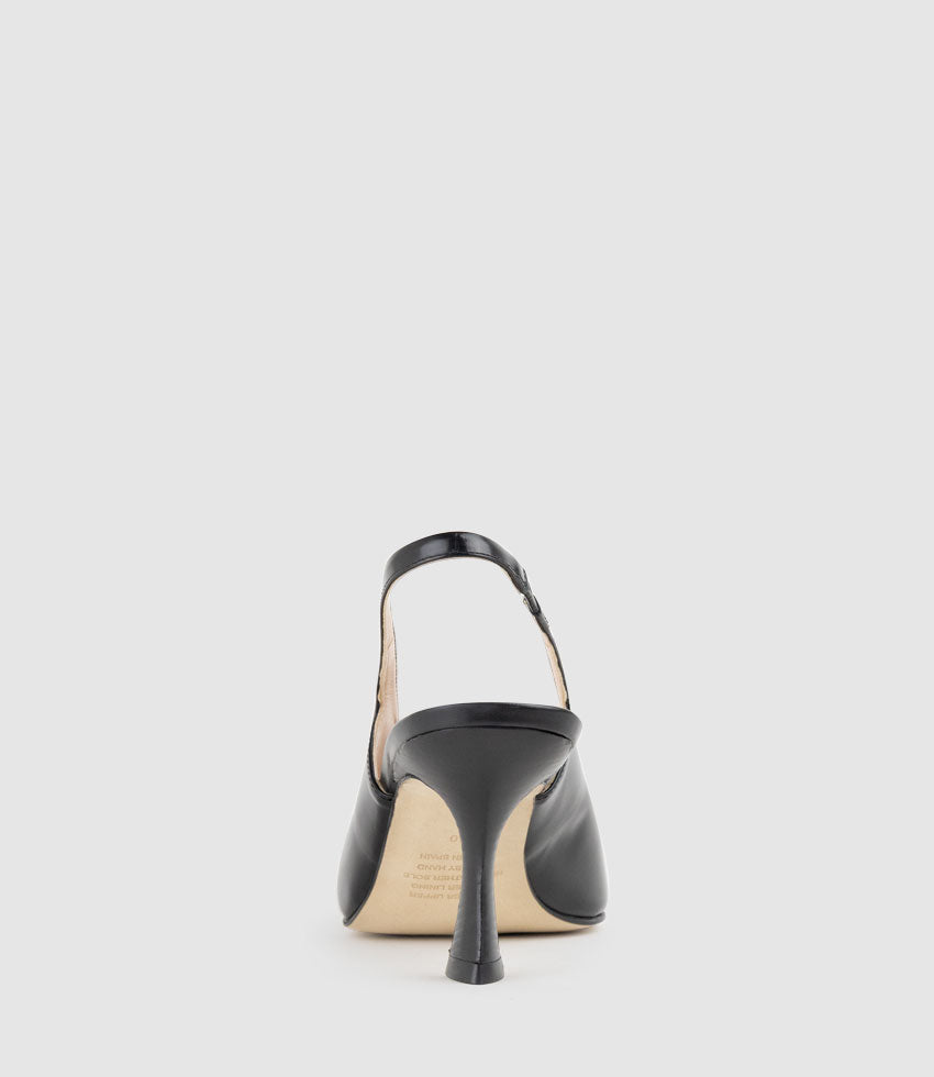 DAELYN70 Choked Up Slingback Pump in Black High Shine - Edward Meller