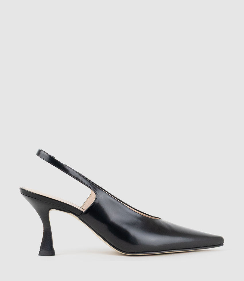 DAELYN70 Choked Up Slingback Pump in Black High Shine - Edward Meller