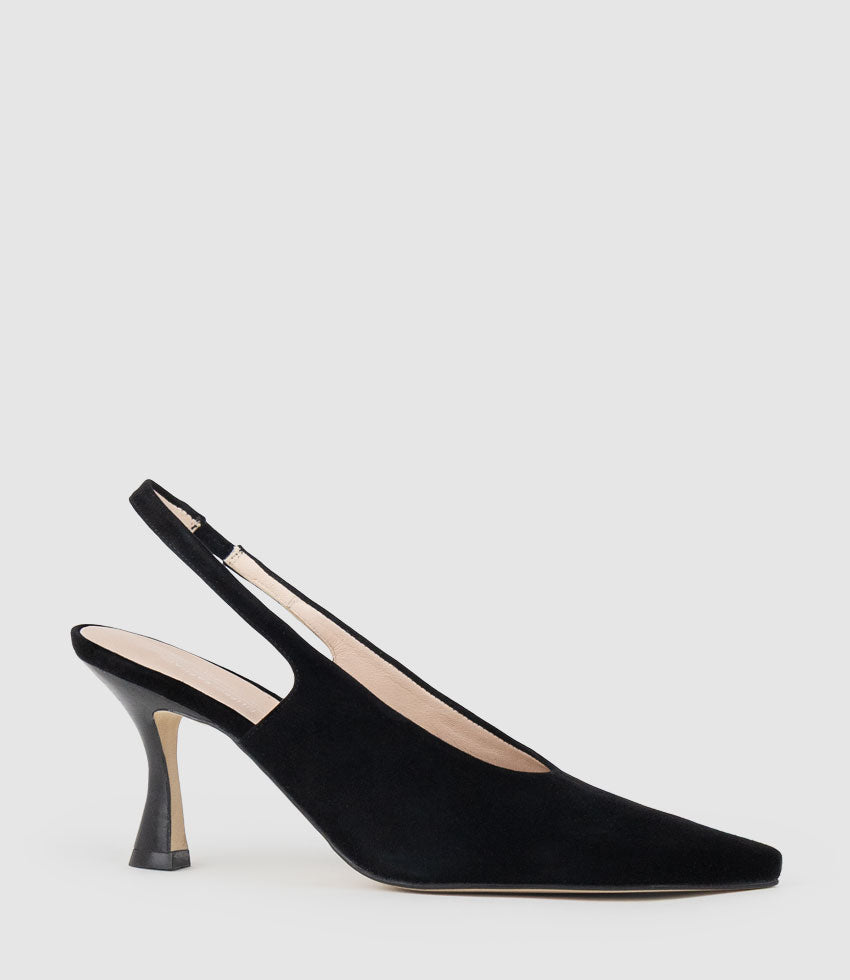 DAELYN70 Choked Up Slingback Pump in Black Suede - Edward Meller