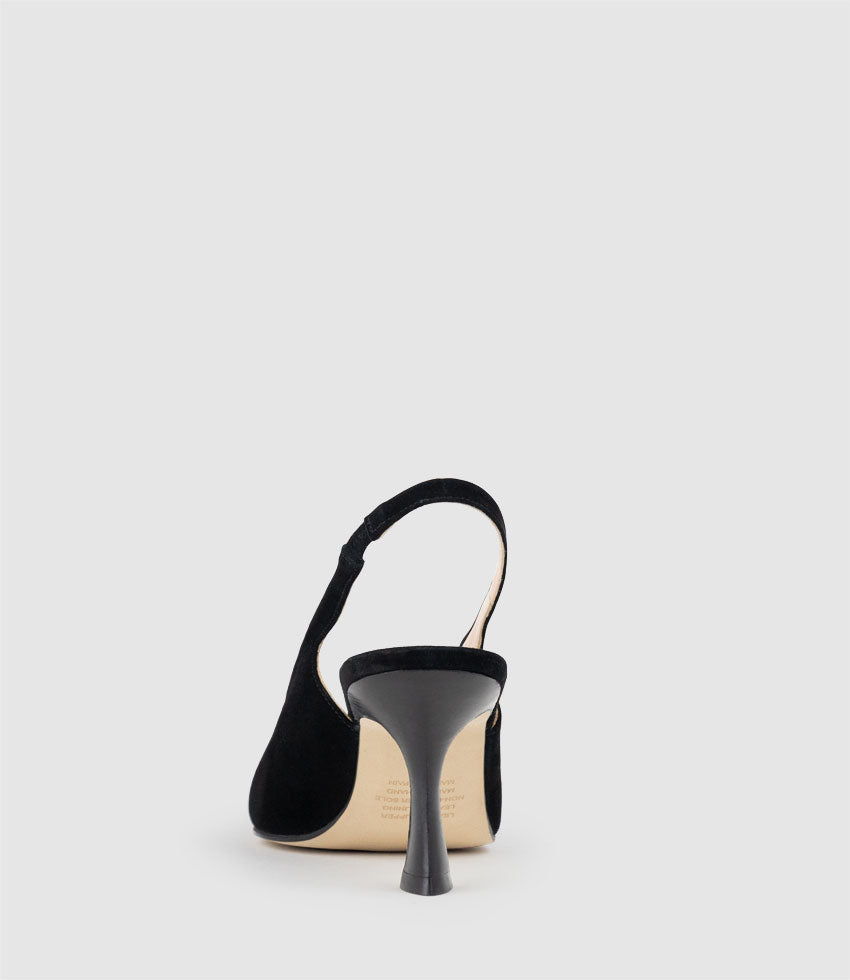 DAELYN70 Choked Up Slingback Pump in Black Suede - Edward Meller