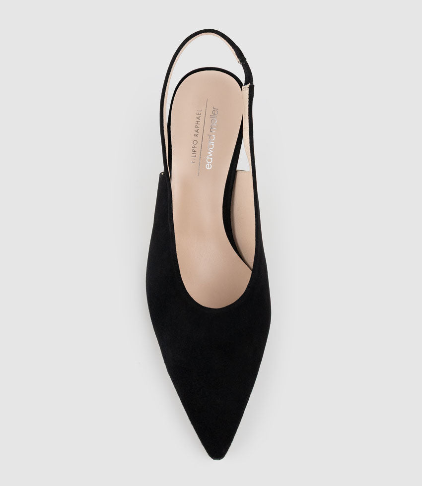 DAELYN70 Choked Up Slingback Pump in Black Suede - Edward Meller