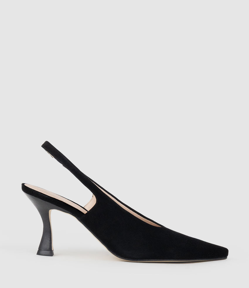 DAELYN70 Choked Up Slingback Pump in Black Suede - Edward Meller