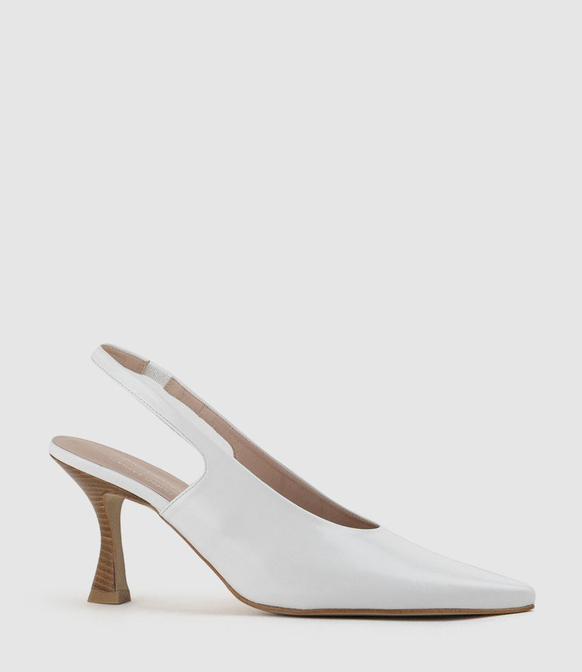 DAELYN70 Choked Up Slingback Pump in White High Shine - Edward Meller
