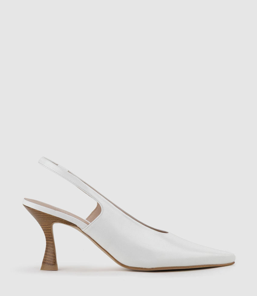 DAELYN70 Choked Up Slingback Pump in White High Shine - Edward Meller