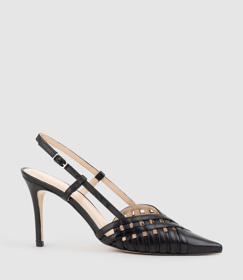 DAHLIA100 Posted Slingback Pump in Black - Edward Meller