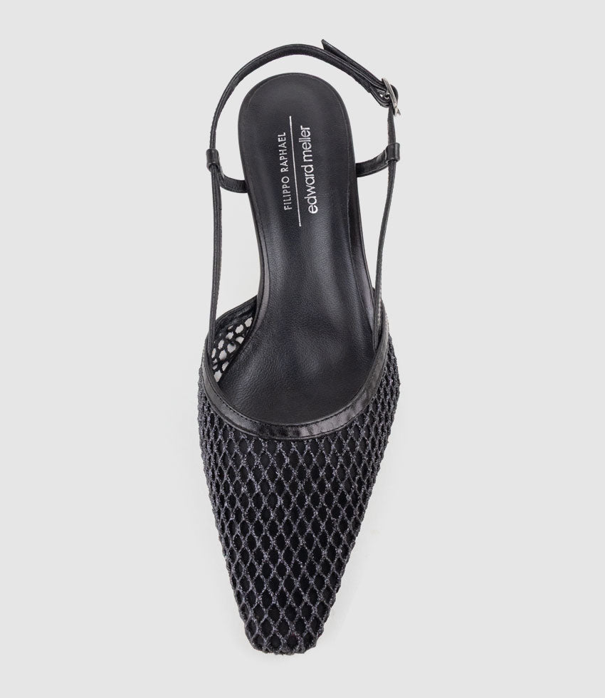 DALLAS60 Mesh Slingback Pump in Black - Edward Meller