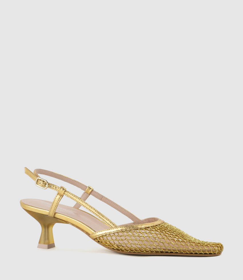 DALLAS60 Mesh Slingback Pump in Gold - Edward Meller