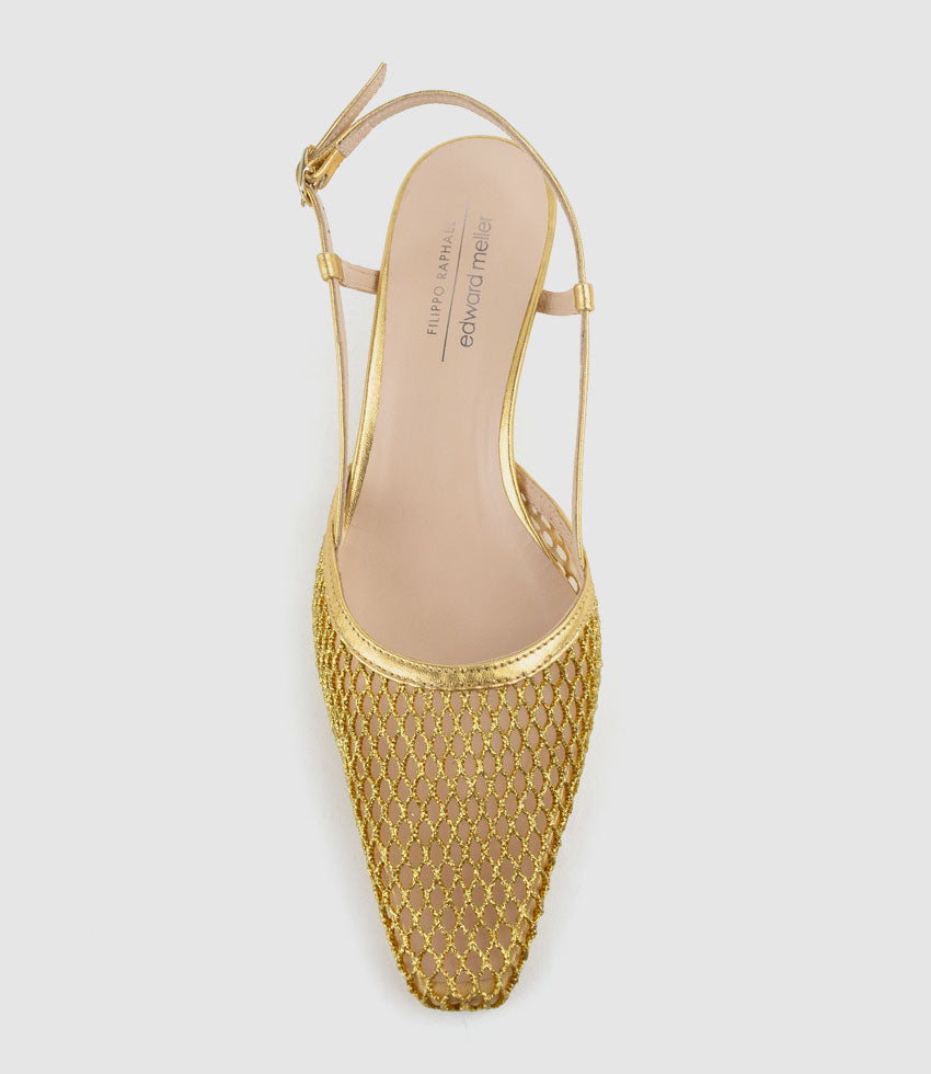 DALLAS60 Mesh Slingback Pump in Gold - Edward Meller