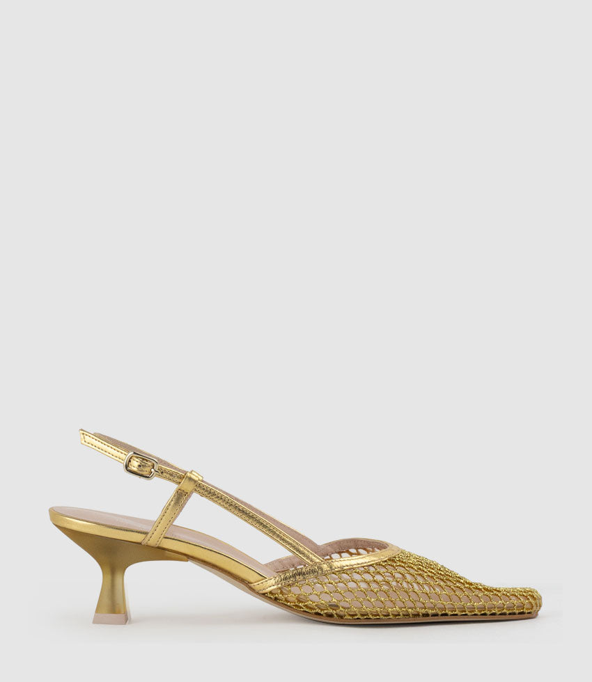 DALLAS60 Mesh Slingback Pump in Gold - Edward Meller