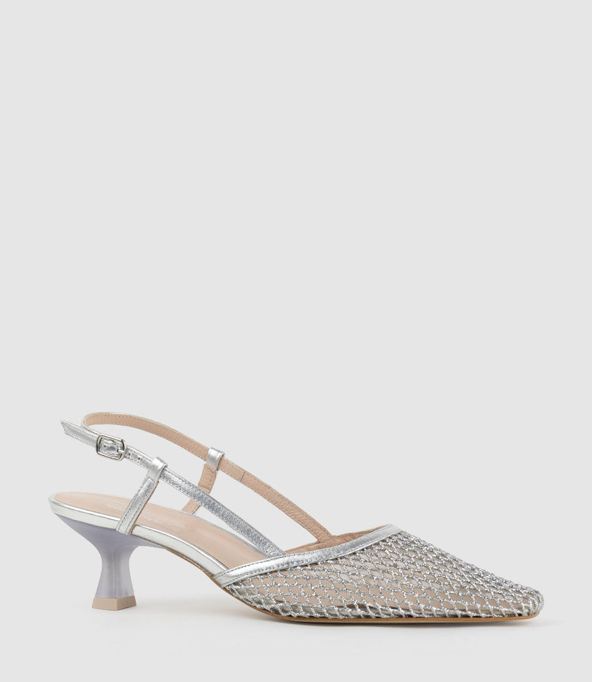 DALLAS60 Mesh Slingback Pump in Silver - Edward Meller