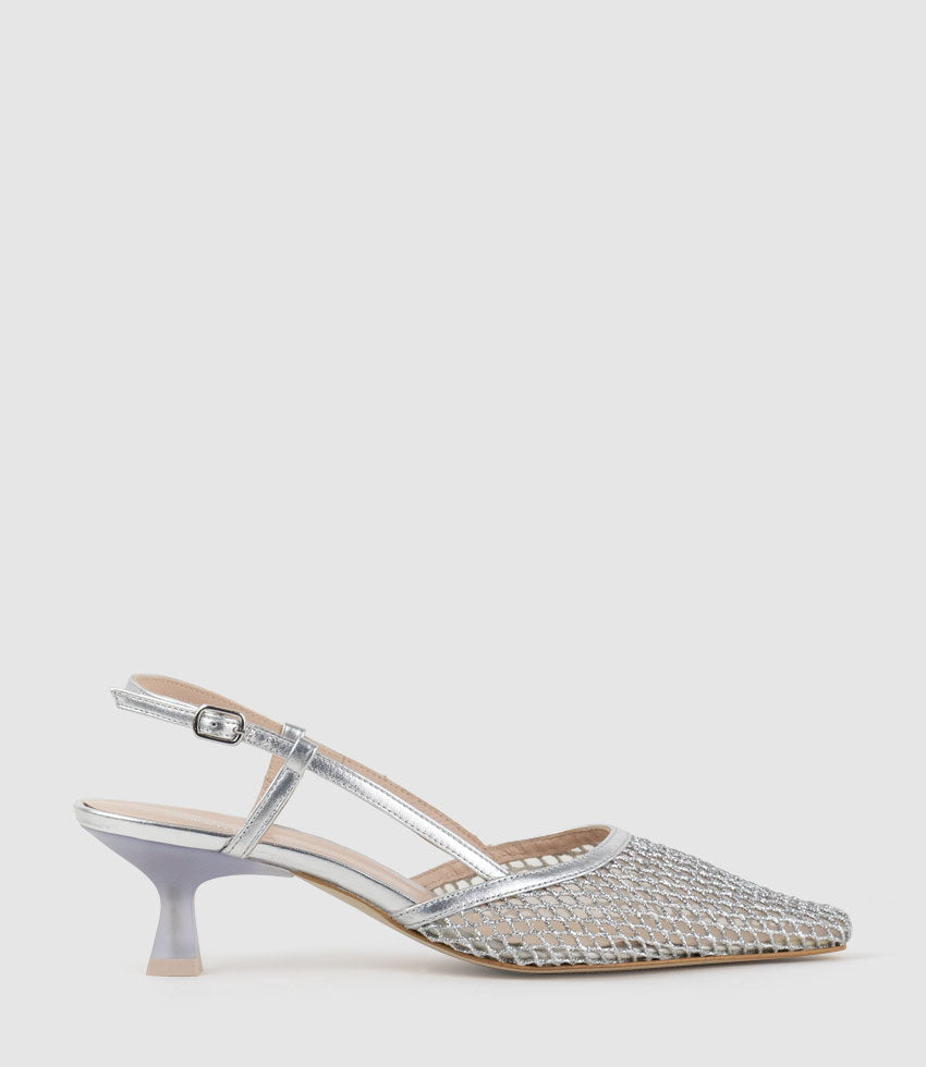 DALLAS60 Mesh Slingback Pump in Silver - Edward Meller