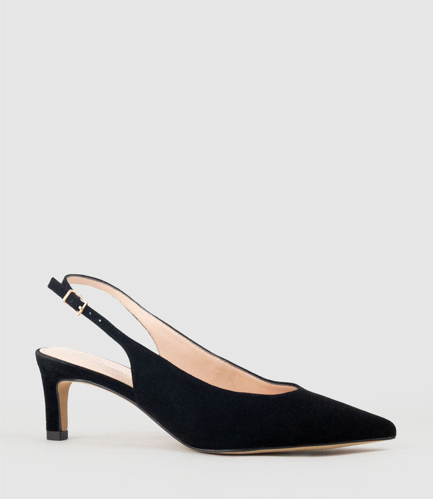 DAMA55 Choked Slingback Pump in Black Suede - Edward Meller