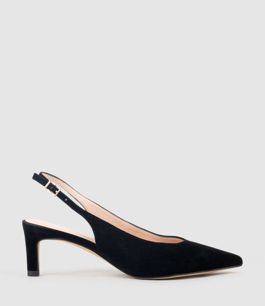 DAMA55 Choked Slingback Pump in Black Suede - Edward Meller