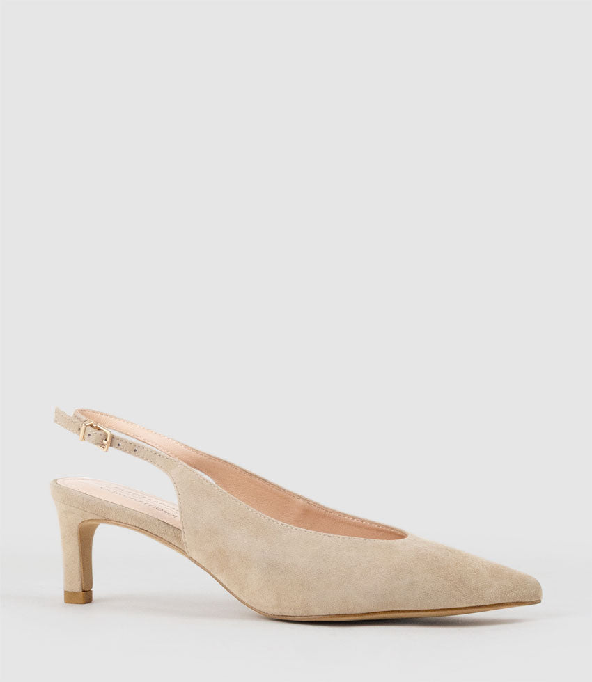 DAMA55 Choked Slingback Pump in Sand Suede - Edward Meller
