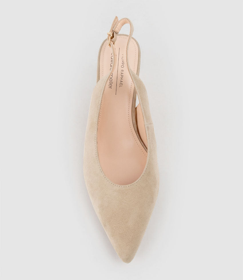 DAMA55 Choked Slingback Pump in Sand Suede - Edward Meller