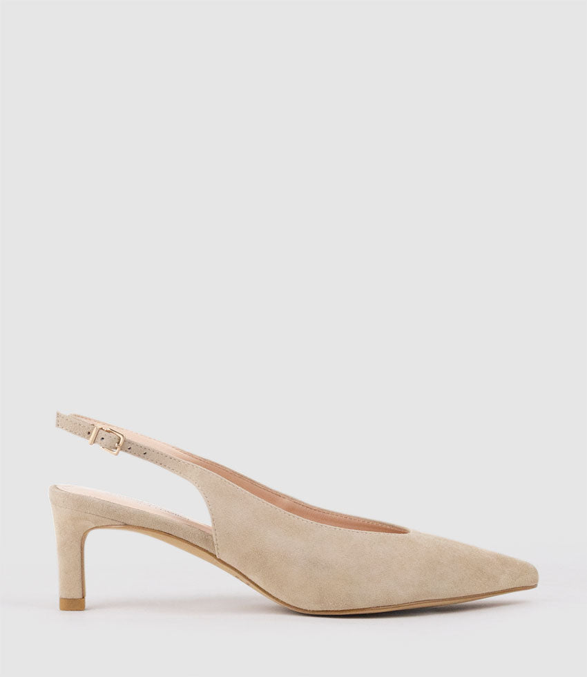DAMA55 Choked Slingback Pump in Sand Suede - Edward Meller