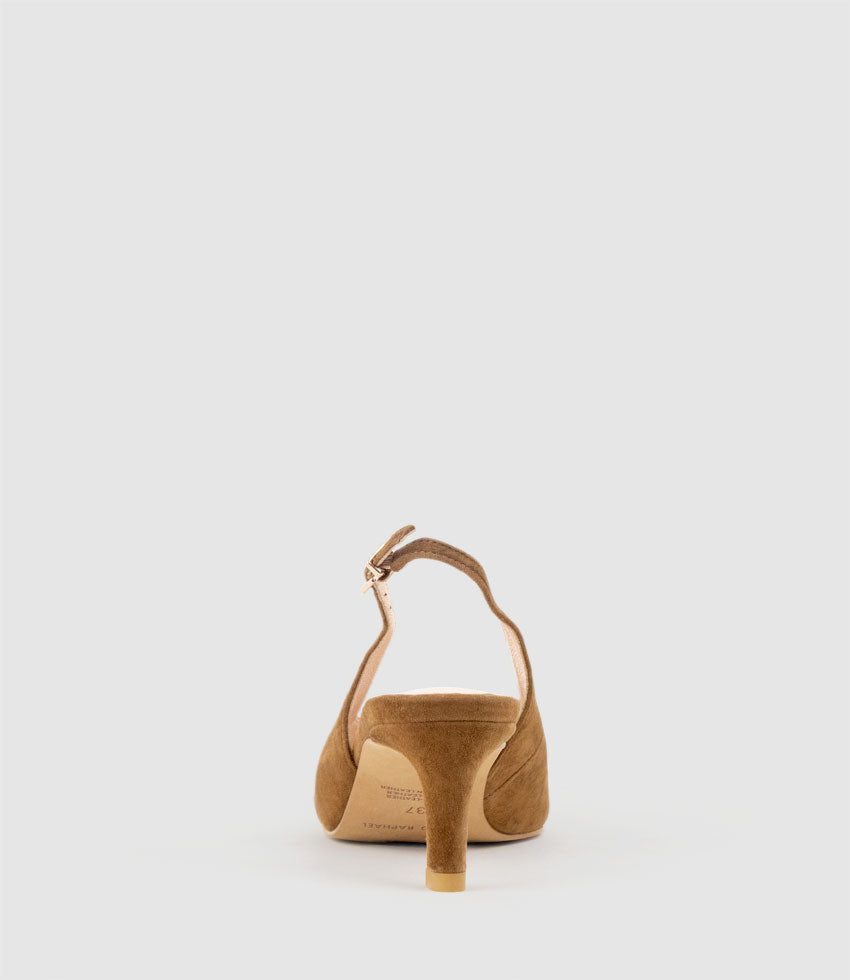 DAMA55 Choked Slingback Pump in Tan Suede - Edward Meller