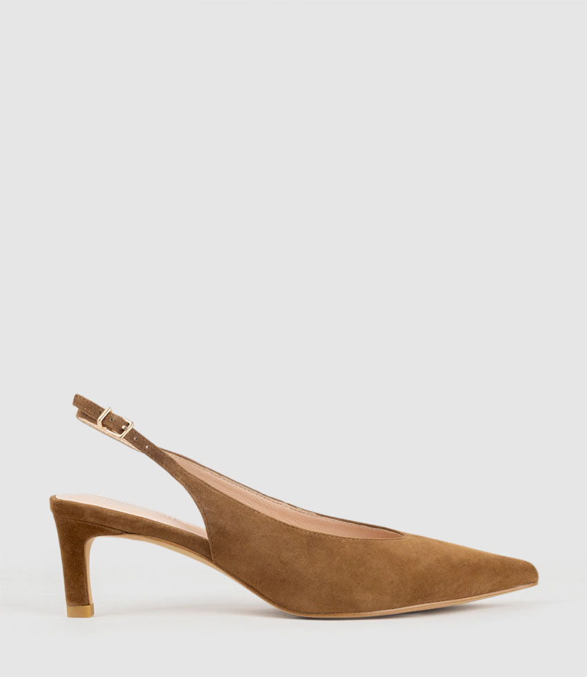DAMA55 Choked Slingback Pump in Tan Suede - Edward Meller