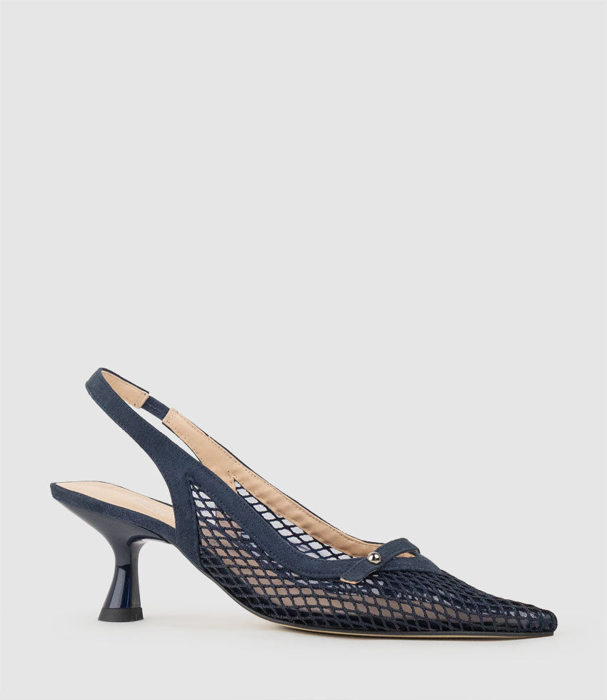 DAMSEL60 Mesh Slingback in Navy - Edward Meller