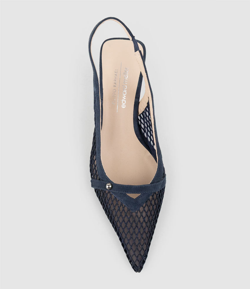DAMSEL60 Mesh Slingback in Navy - Edward Meller