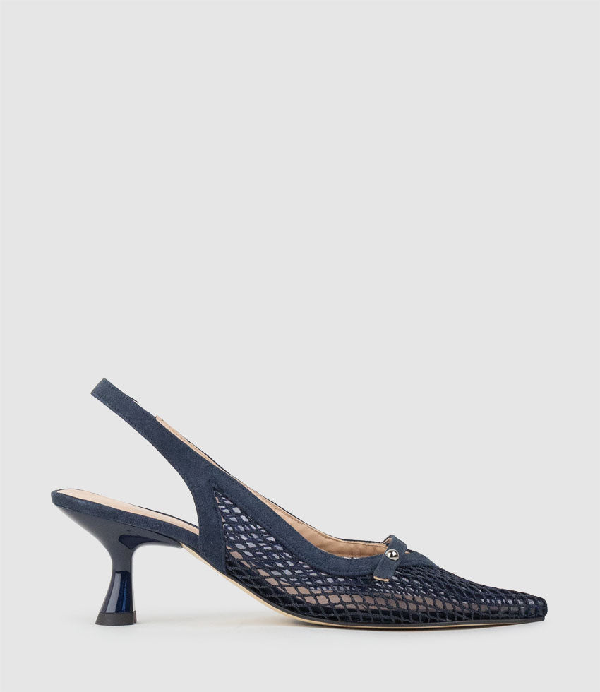 DAMSEL60 Mesh Slingback in Navy - Edward Meller
