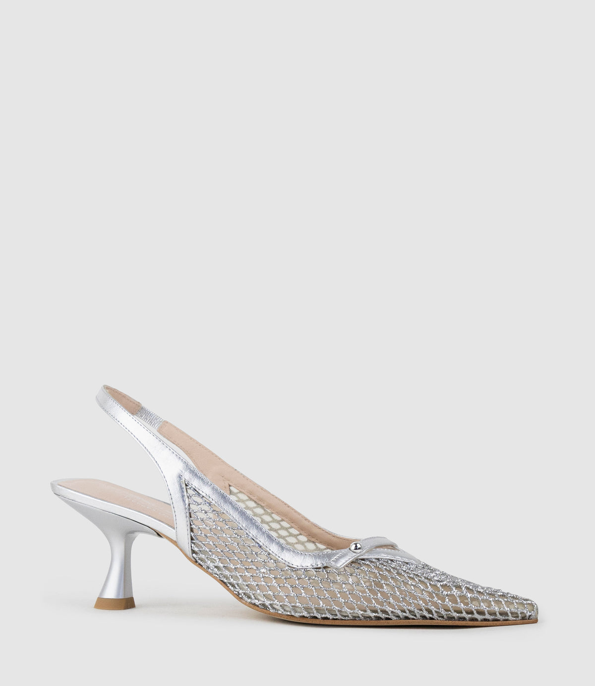 DAMSEL60 Mesh Slingback in Silver