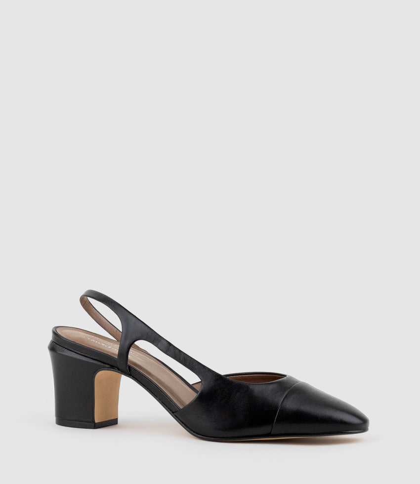 DANICA75 Cap Toe DOrsay Slingback Pump in Black - Edward Meller