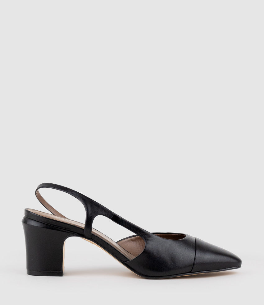 DANICA75 Cap Toe DOrsay Slingback Pump in Black - Edward Meller