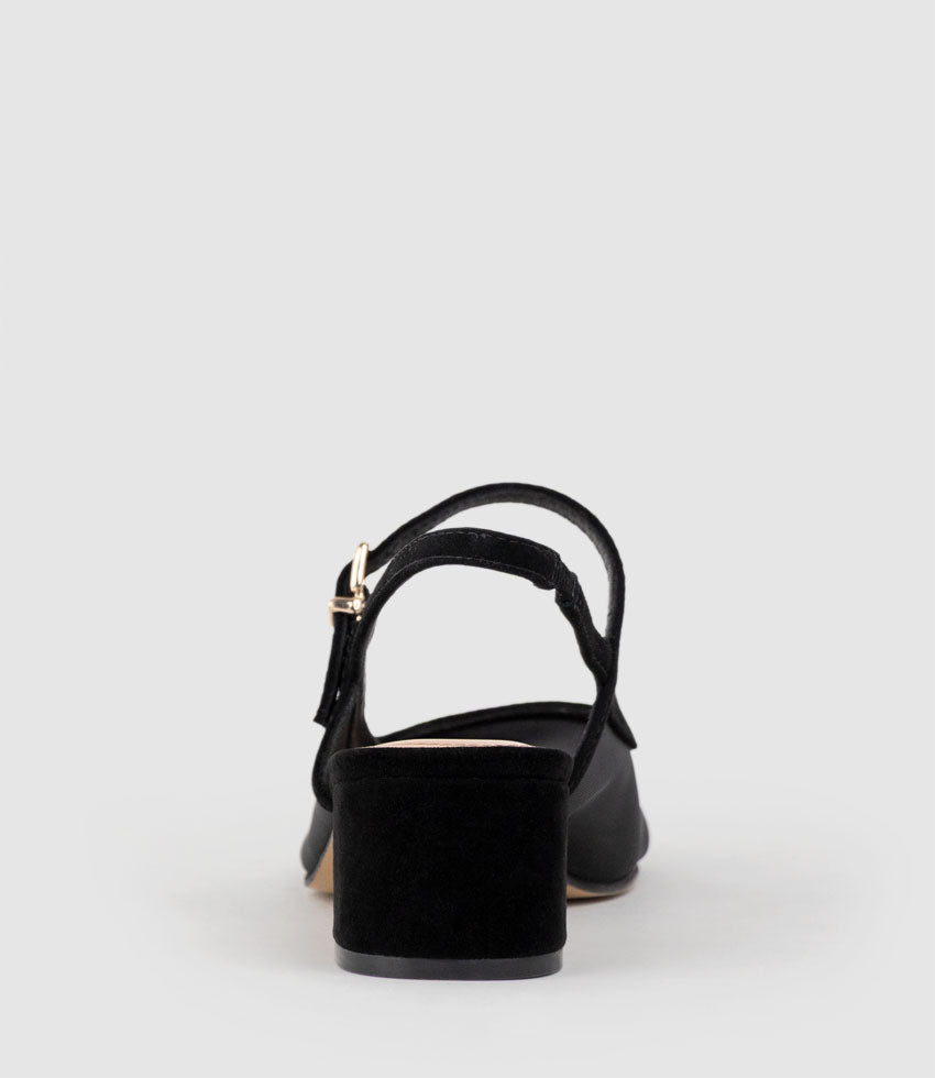 DAPHNE45 Mesh Slingback Pump in Black Suede - Edward Meller