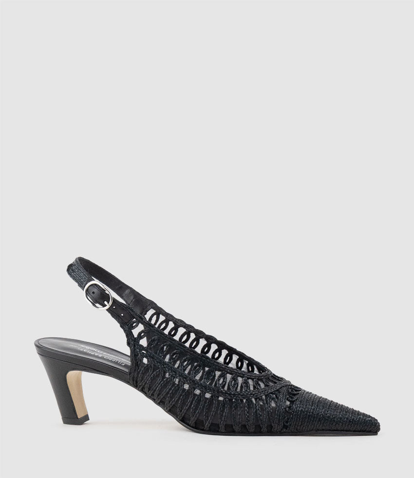 DARINA60 Woven Slingback in Black - Edward Meller