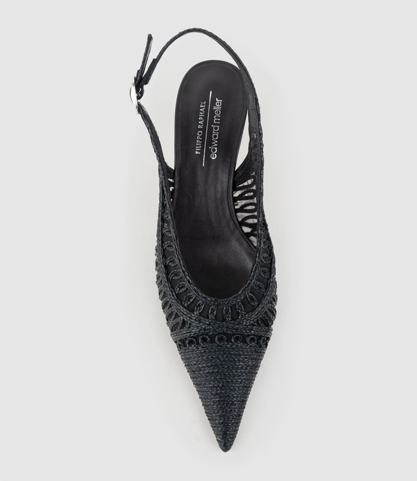 DARINA60 Woven Slingback in Black - Edward Meller