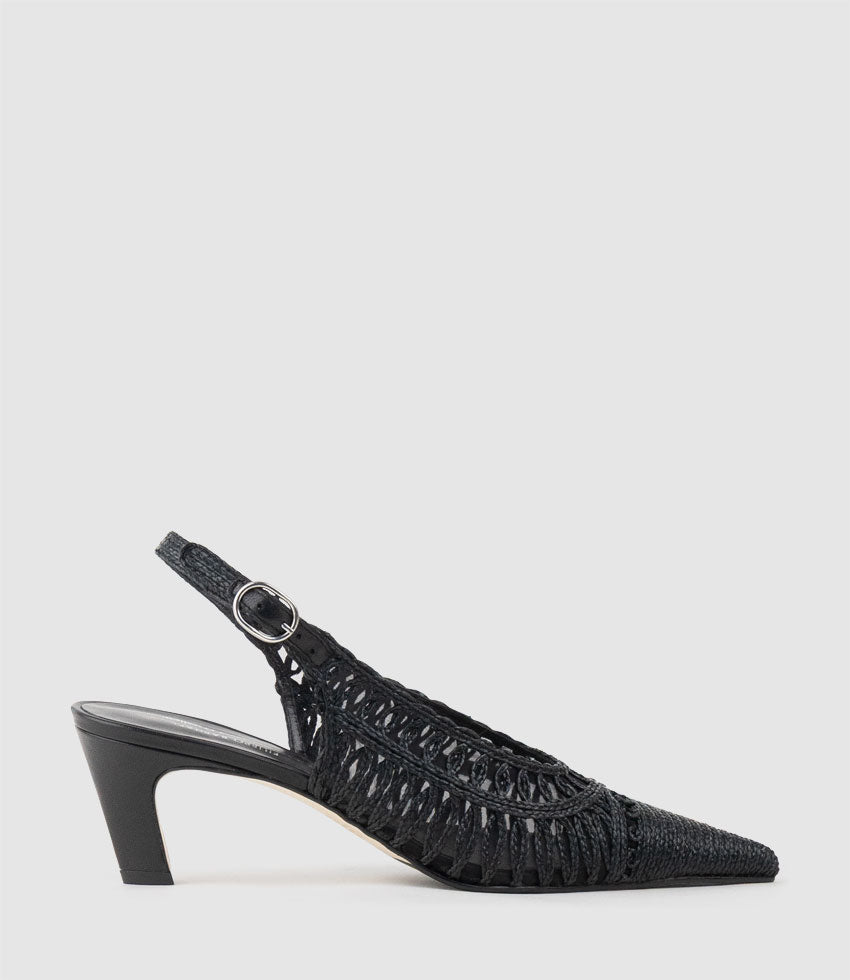 DARINA60 Woven Slingback in Black - Edward Meller