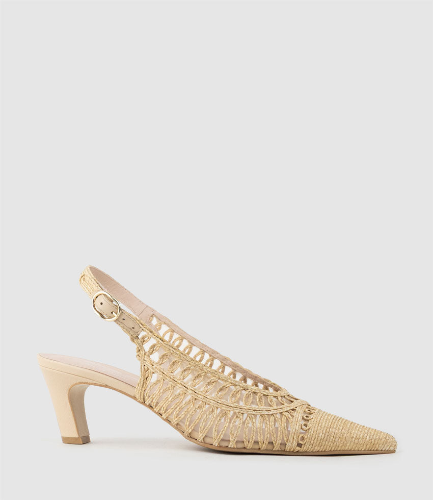 DARINA60 Woven Slingback in Natural - Edward Meller