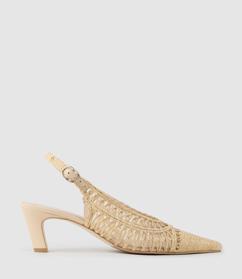 DARINA60 Woven Slingback in Natural - Edward Meller