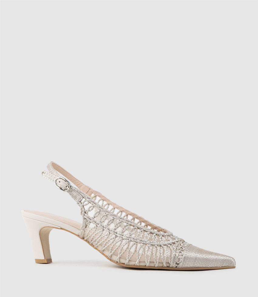 DARINA60 Woven Slingback in Silver - Edward Meller