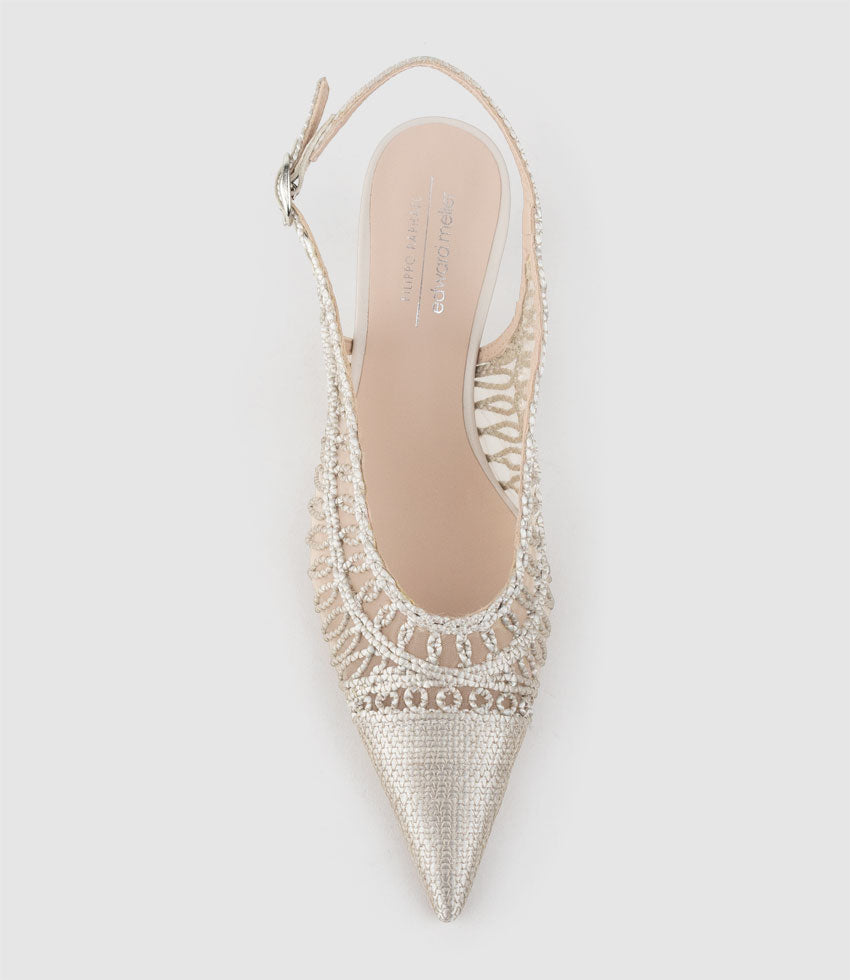DARINA60 Woven Slingback in Silver - Edward Meller