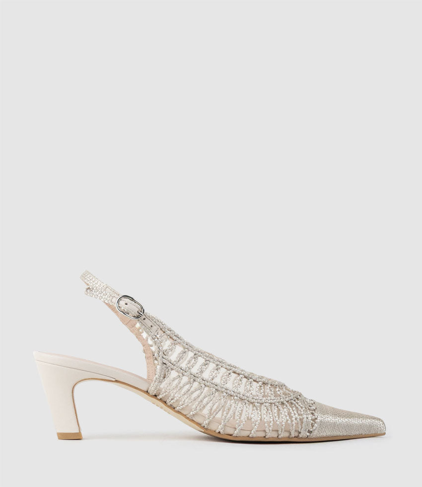 DARINA60 Woven Slingback in Silver - Edward Meller